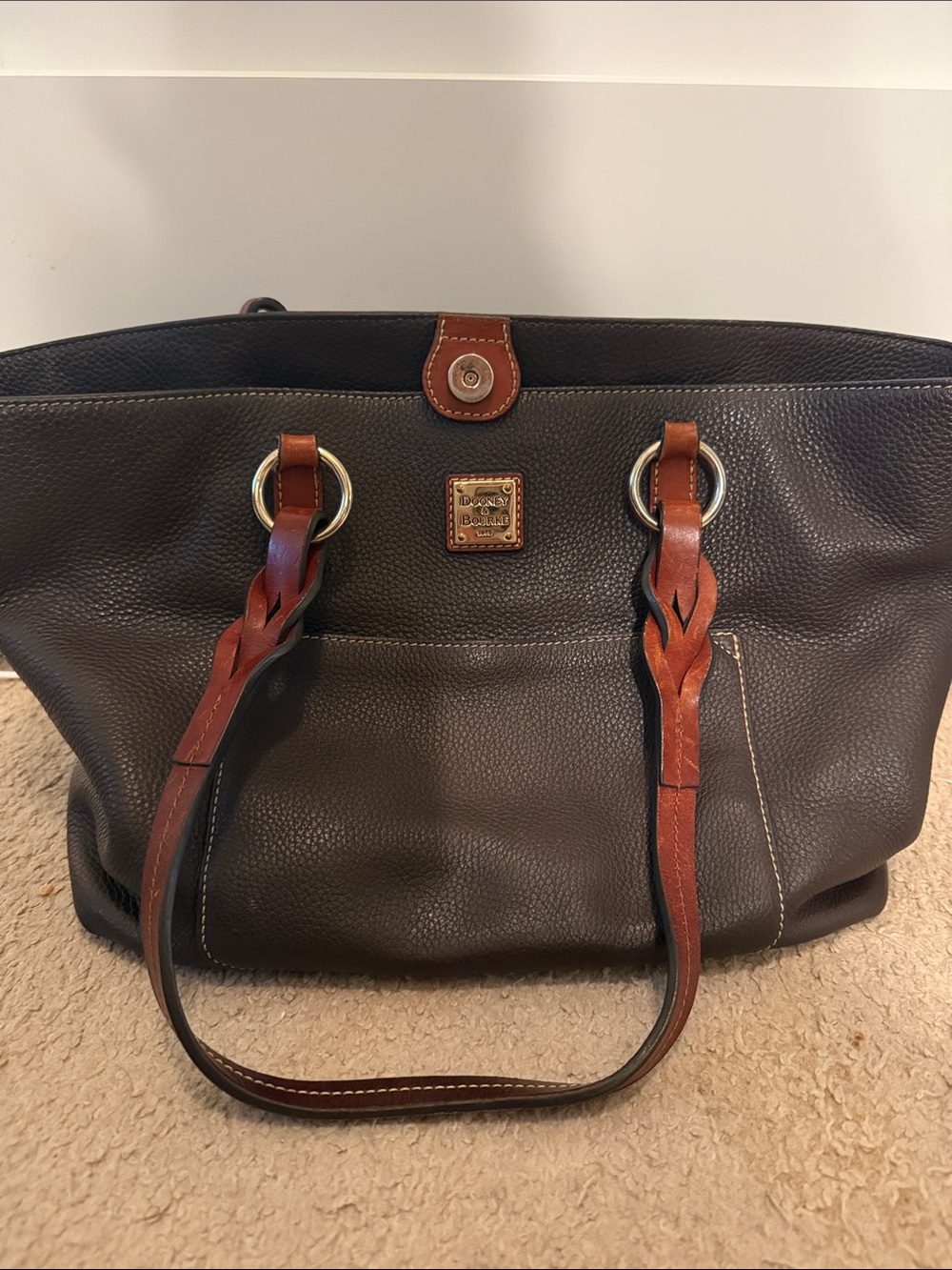 Dooney & Bourke Brown Tote with Brown Leather Straps